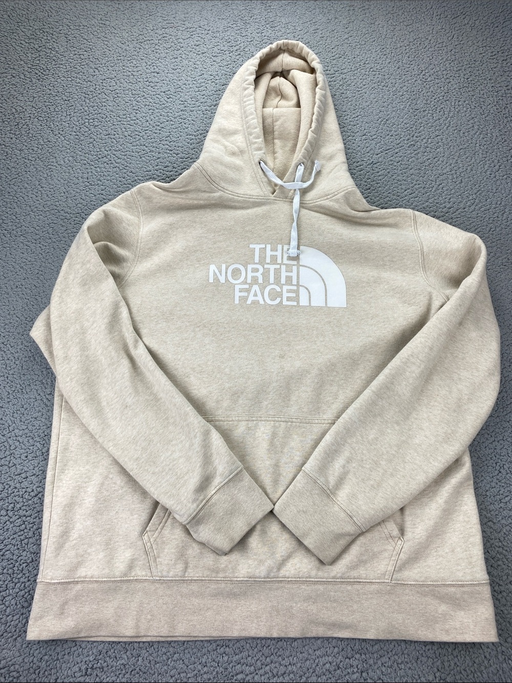 The North Face Hoodie Men's Oatmeal Half Dome Logo Pullover Sweatshirt Size: XL